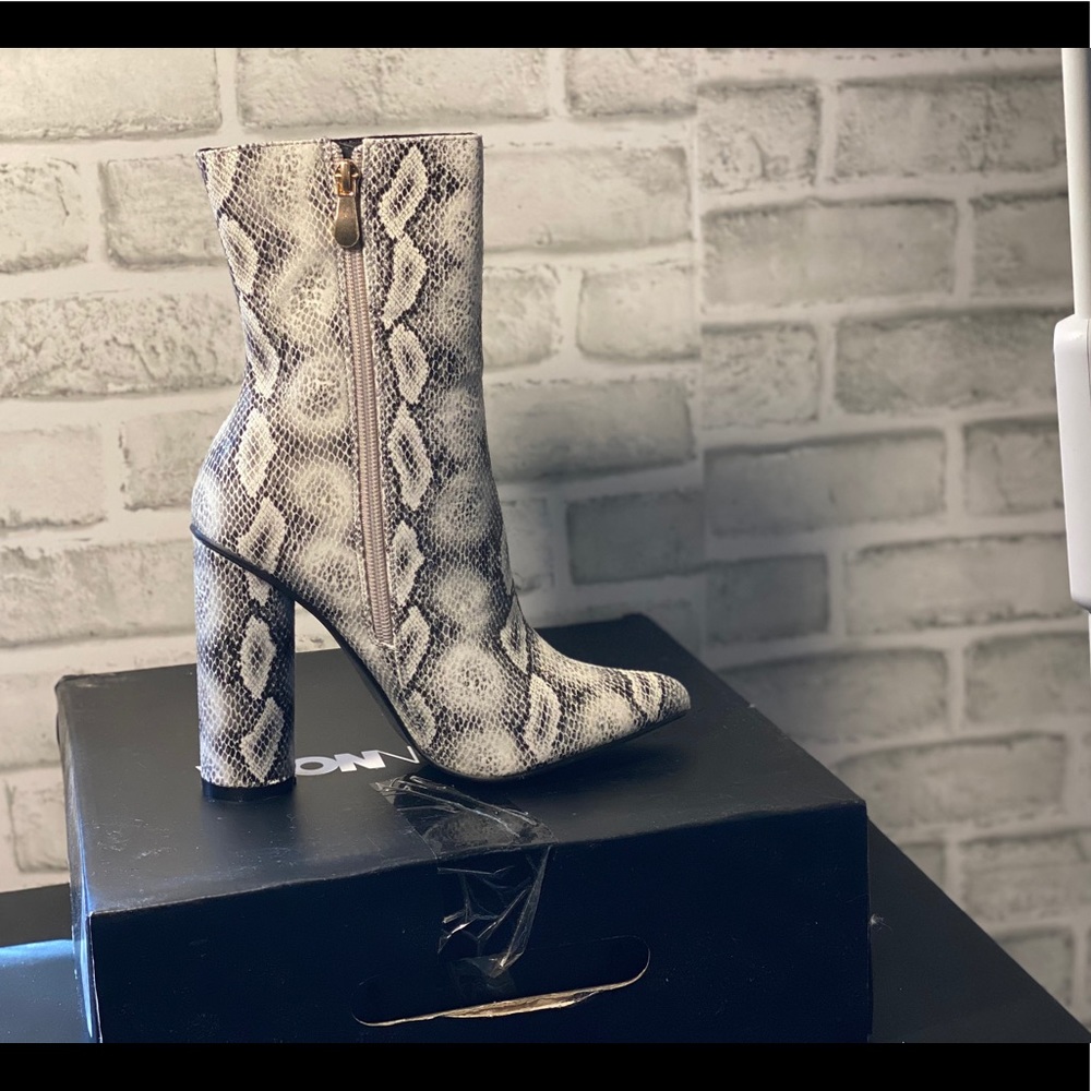 Snake skin print boots